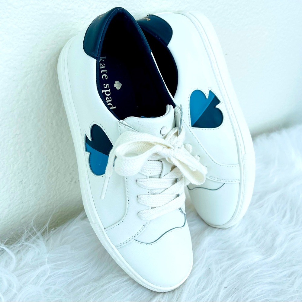 NEW Kate Spade ♠️ 
FEZ Leather Low-Top Sneakers
Blazer Blue + Optic White
Size 8